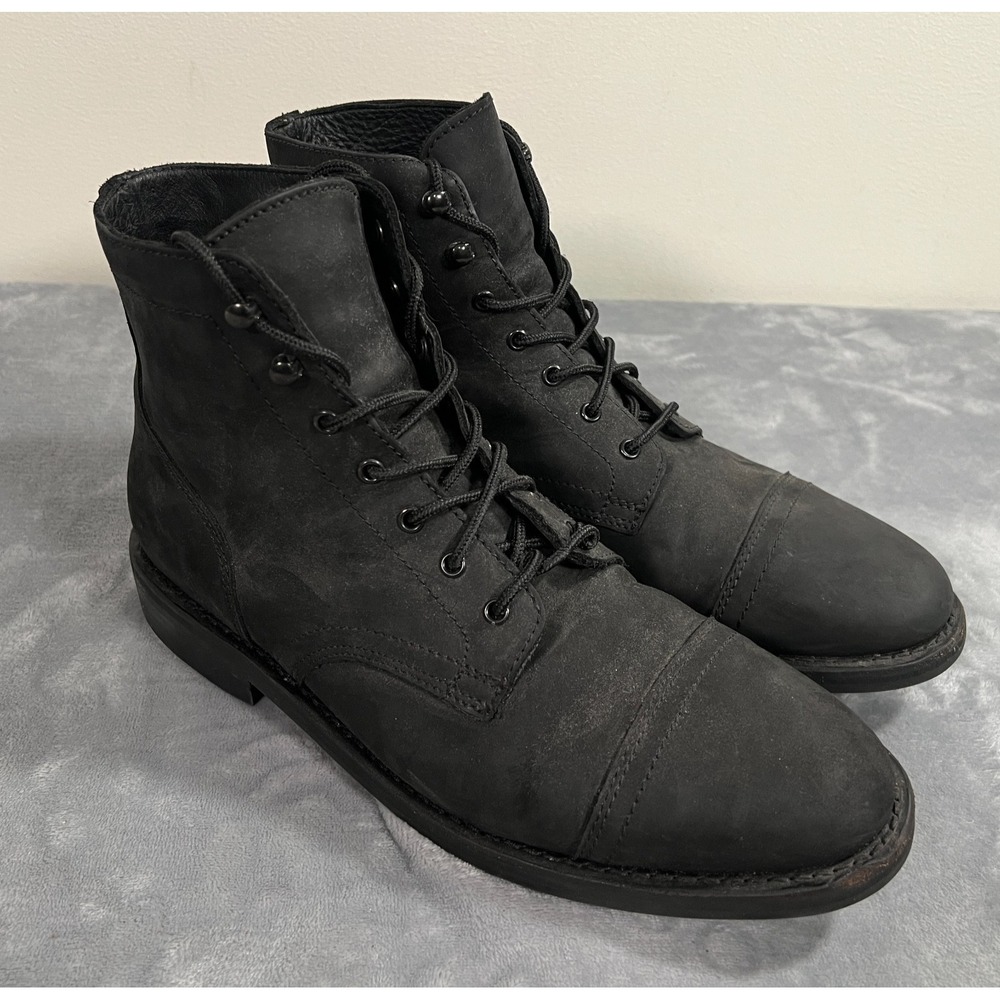 Thursday Captain Boots Mens Size 11 Black Matte Leather Lace Up Cap Toe Chukka